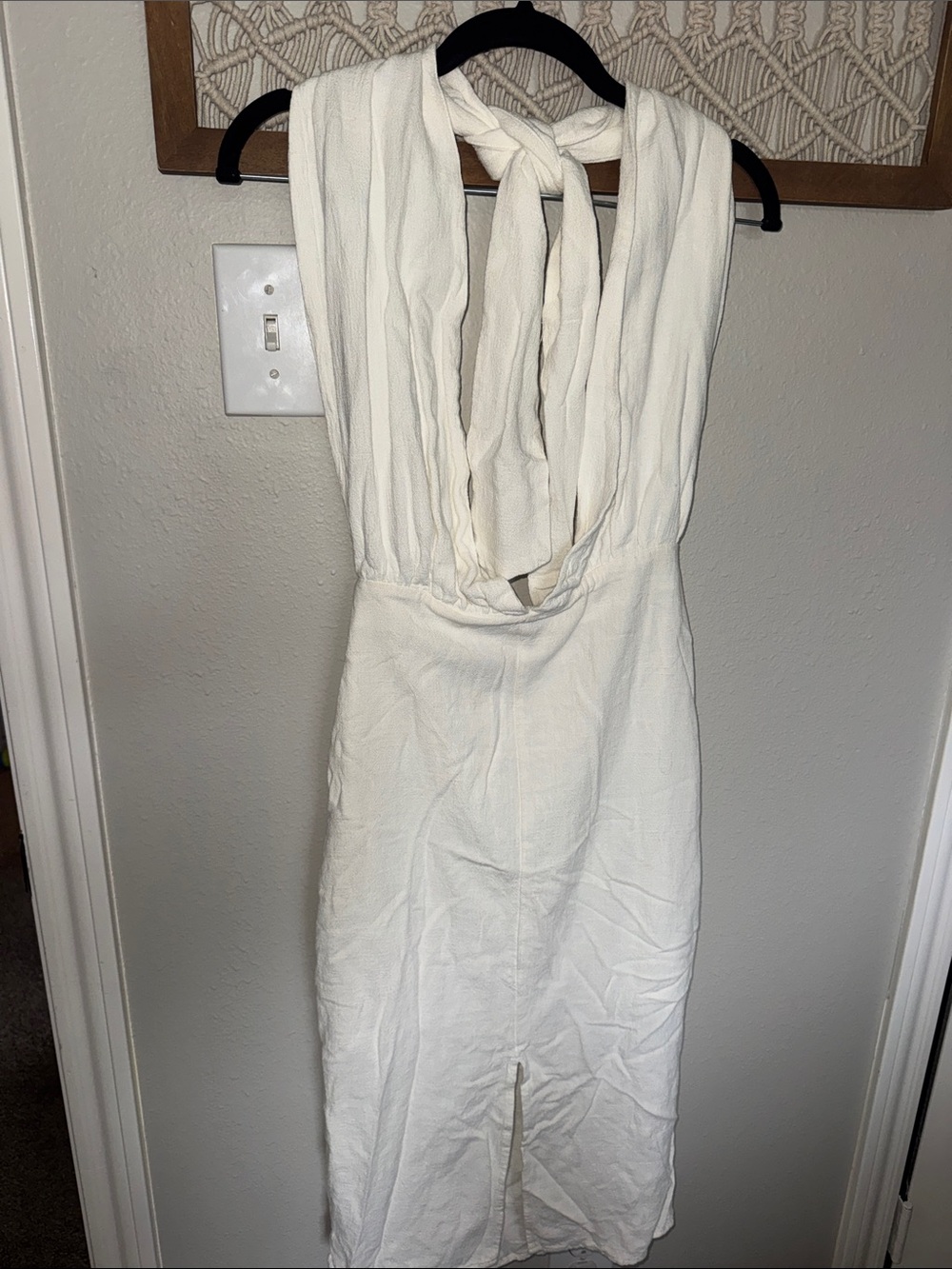 Sleeveless Ivory Tie-Back Midi Dress